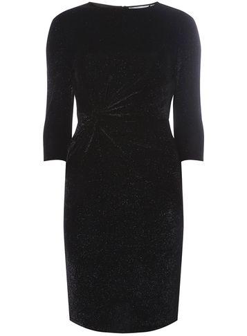 Dorothy Perkins Petite Black Knot Front Dress