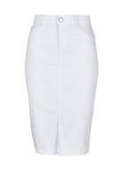 Doll & Frog White Denim Midi Skirt