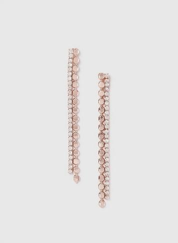 Dorothy Perkins Rose Gold Long Rhinestone Drop Earrings