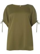 Dorothy Perkins Dp Curve Khaki Cuff Sleeve Top