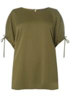 Dorothy Perkins Dp Curve Khaki Cuff Sleeve Top