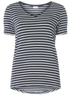Dorothy Perkins *vila White And Navy Striped V-neck T-shirt
