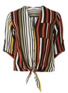Dorothy Perkins Petite Multi Coloured Striped Tie Front Shirt