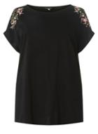 Dorothy Perkins Dp Curve Black Embroidered T-shirt
