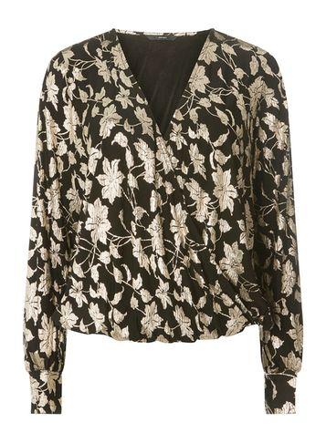 Dorothy Perkins *vero Moda Black Foil Wrap Top
