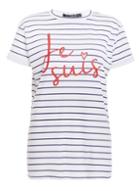 *quiz White Striped Slogan T-shirt