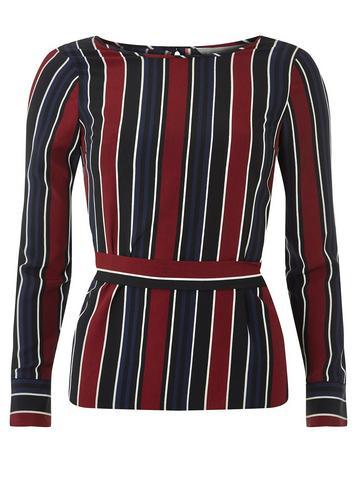 Dorothy Perkins Petite Multi Colour Striped Tie Belt Top