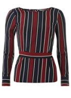 Dorothy Perkins Petite Multi Colour Striped Tie Belt Top