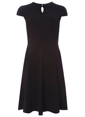 Dorothy Perkins Black Velvet Trim Skater Dress