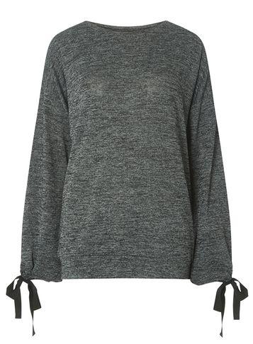 Dorothy Perkins *tall Charcoal Tie Sleeve Top
