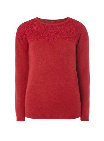 Dorothy Perkins Red Lace Yoke Jumper