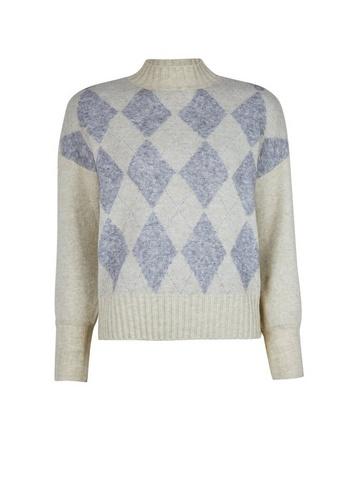 *only Cream Diamond Print Knitted Jumper