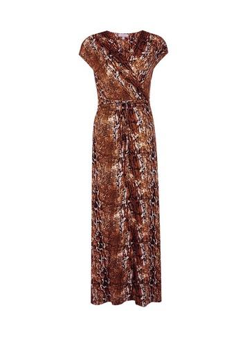 Dorothy Perkins Petite Brown Animal Print Maxi Dress
