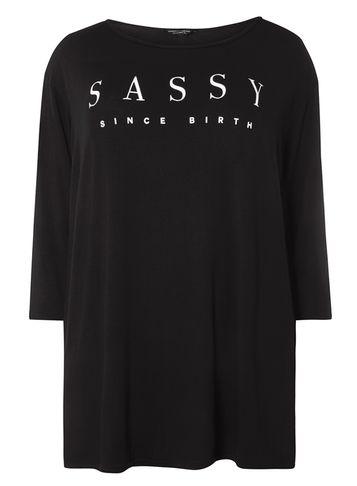 Dorothy Perkins Dp Curve Black 'sassy Since Birth' T-shirt