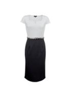 Dorothy Perkins *black And White Colour Block Belted Pencil Dress