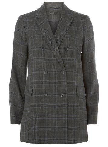 Dorothy Perkins Longline Checked Double Breasted Blazer