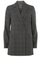Dorothy Perkins Longline Checked Double Breasted Blazer