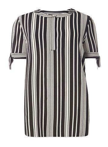 Dorothy Perkins Dp Curve Black Stripe Collarless Top