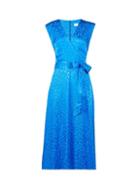 *lily & Franc Blue Jacquard Leopard Print Wrap Dress