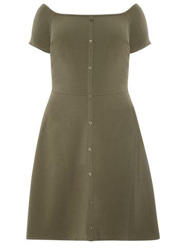 Dorothy Perkins *dp Curve Khaki Bardot Fit And Flare Dress