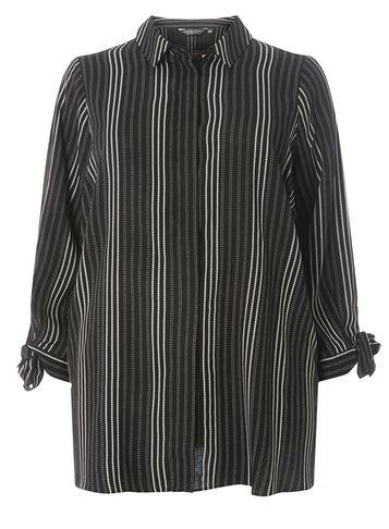Dorothy Perkins Dp Curve Black Striped Tie Sleeve Shirt