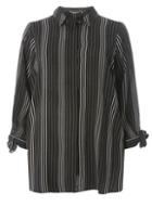 Dorothy Perkins Dp Curve Black Striped Tie Sleeve Shirt