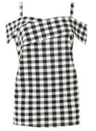 Dorothy Perkins *dp Curve Black Gingham Crossover Cold Shoulder Top