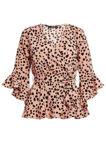 *quiz Pink Dalmatian Print Wrap Top