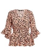 *quiz Pink Dalmatian Print Wrap Top