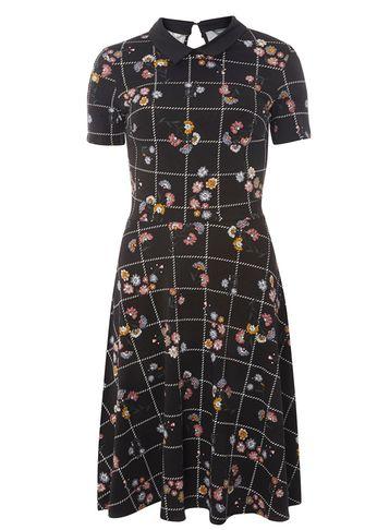 Dorothy Perkins *tall Black Check Collar Dress