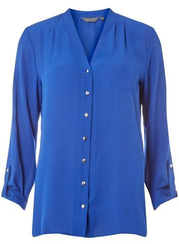 Dorothy Perkins *tall Blue Cobalt Roll Sleeve Shirt
