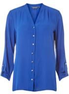 Dorothy Perkins *tall Blue Cobalt Roll Sleeve Shirt