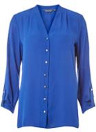 Dorothy Perkins *tall Blue Cobalt Roll Sleeve Shirt