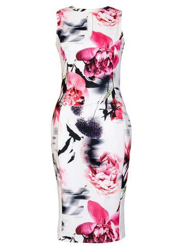 Dorothy Perkins *quiz Cream And Pink Floral Print Dress