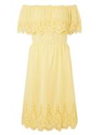 Dorothy Perkins Yellow Cutwork Midi Bardot Dress