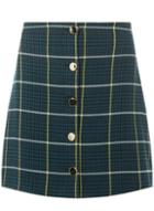 Dorothy Perkins Teal Green Check Button Mini Skirt