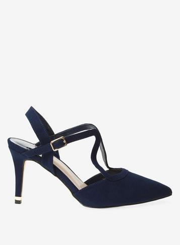 Dorothy Perkins Wide Fit Navy 'glow' Strappy Court Shoes