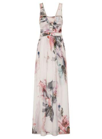 Dorothy Perkins *little Mistress Cream Embellished Neck Floral Maxi Dress