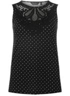 Dorothy Perkins Black Polka Dot Lace Yoke Shell Top