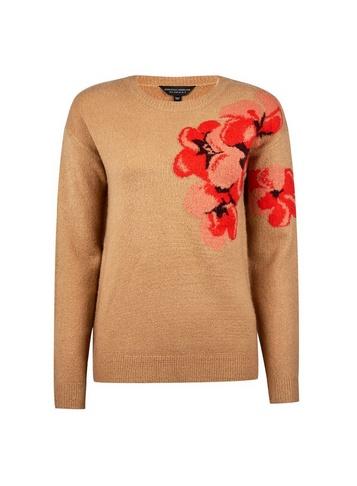 Dorothy Perkins Camel Floral Motif Jacquard Jumper