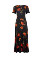 Dorothy Perkins *tall Black Floral Print Midi Dress