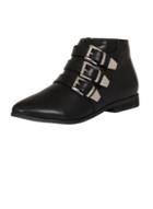 *london Rebel Leather Look Ankle Boots