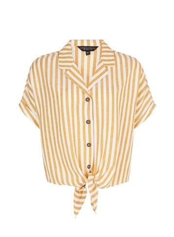 Dorothy Perkins Yellow Striped Linen Shirt