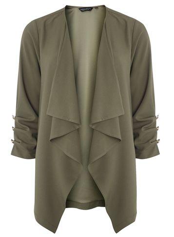 Dorothy Perkins Khaki Waterfall Trim Jacket