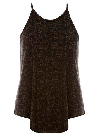 Dorothy Perkins Khaki Leaf Print Jersey Cami Top