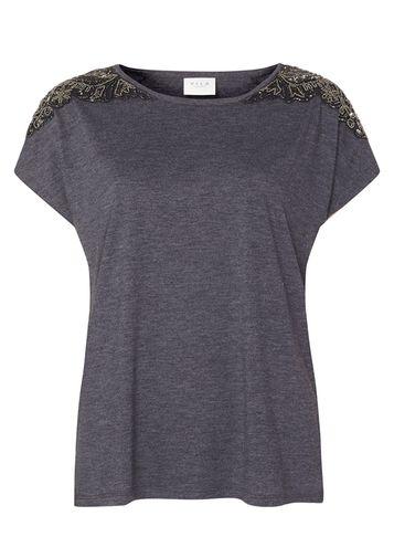 Dorothy Perkins *vila Navy Embellished Top
