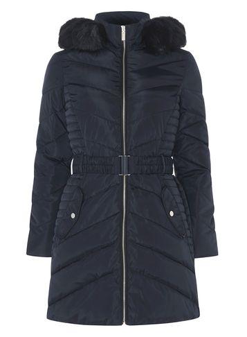 Dorothy Perkins Navy Blue Belt Padded Jacket