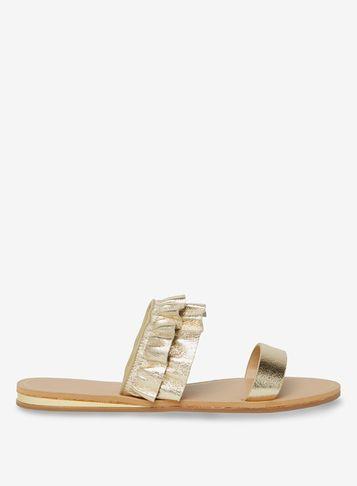 Dorothy Perkins Gold 'frills' Comfort Mules