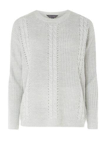 Dorothy Perkins *tall Grey Cable Front Jumper