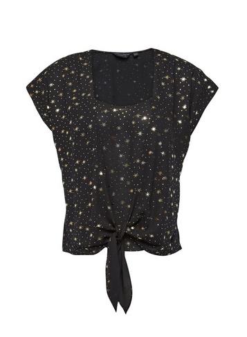 Dorothy Perkins Black Star Print Tie Front T-shirt